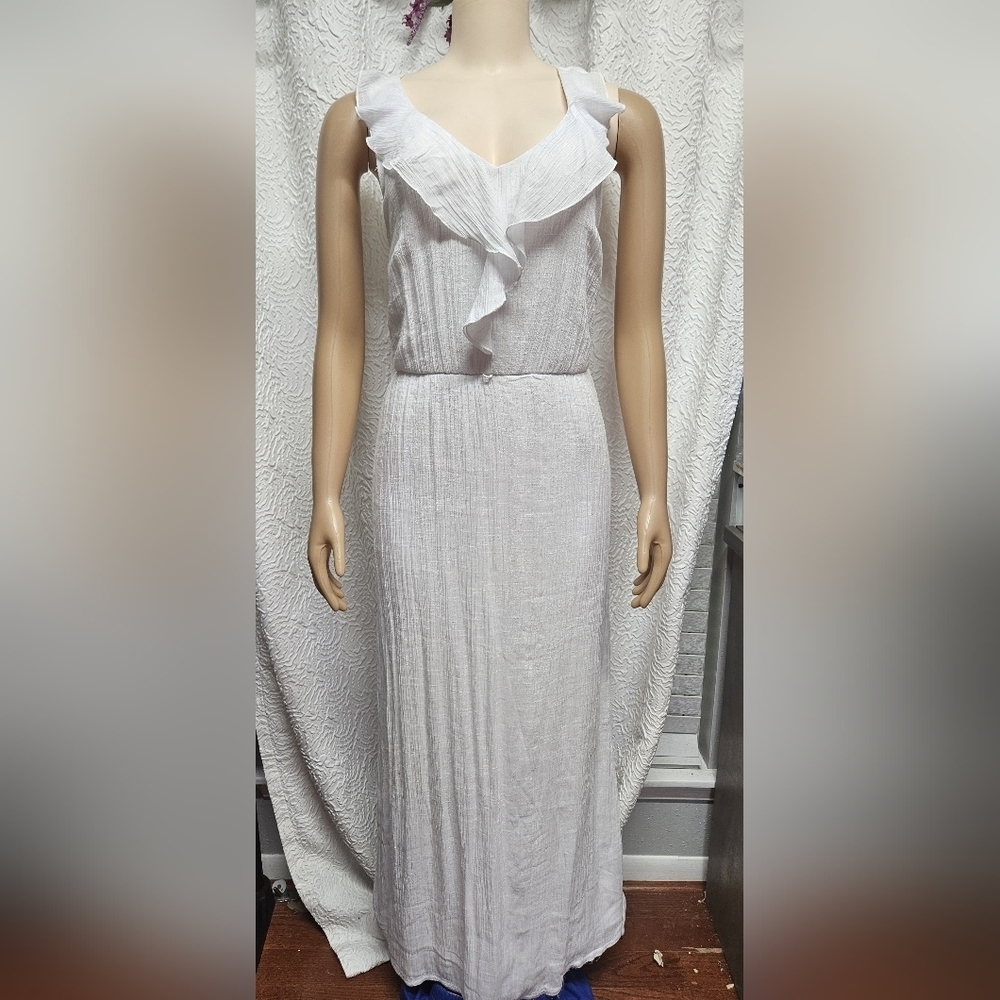 AGB Gray Embellished Pleated Maxi Dress